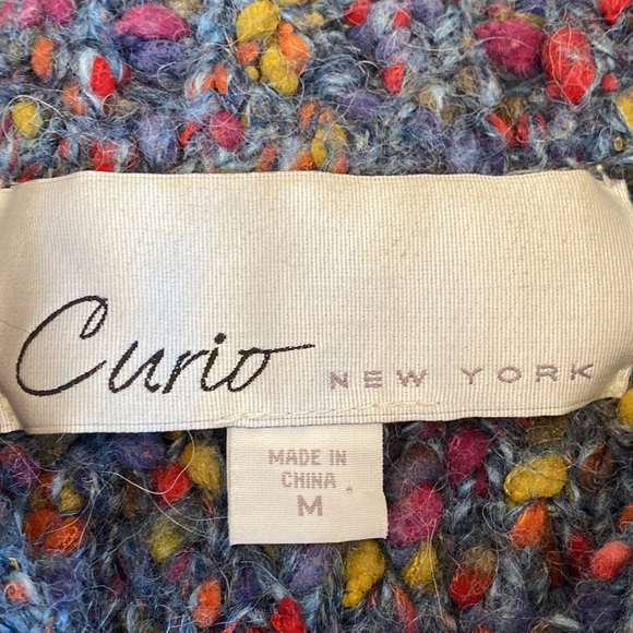 Curio New York Grey Red Chunky Knit Ribbed Alpaca Mohair Cardigan Sweater Size M - Picture 12 of 14